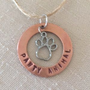 Hand Crafted Copper Christmas Ornament PAWTY ANIMAL